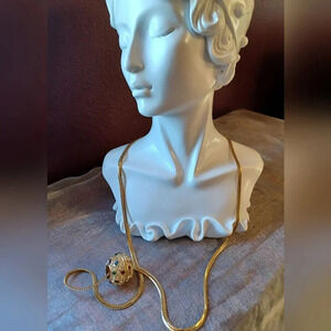 A Vintage Estate Gold Necklace with Swarovski Multi Colored Crystal Slide Ball